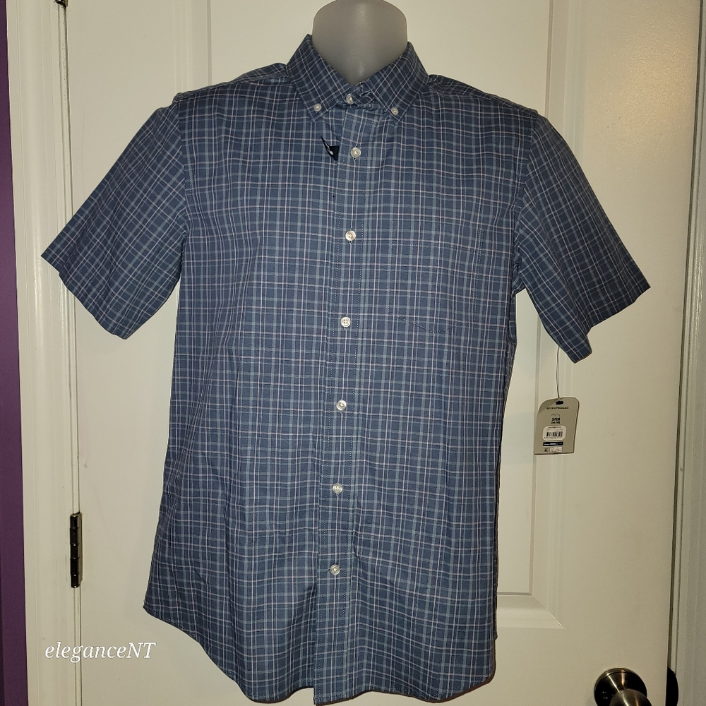 George Men's Short Sleeve Blue/Pink  Plaid Poplin Shirt Sz: S NWT - Picture 8 of 10